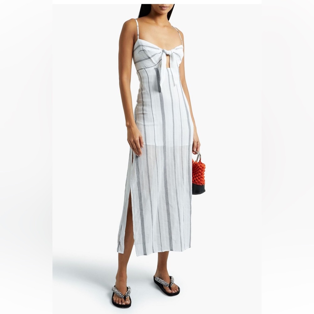 VIX PAULA HERMANNY
Tricia knotted striped cotton-blend midi dress